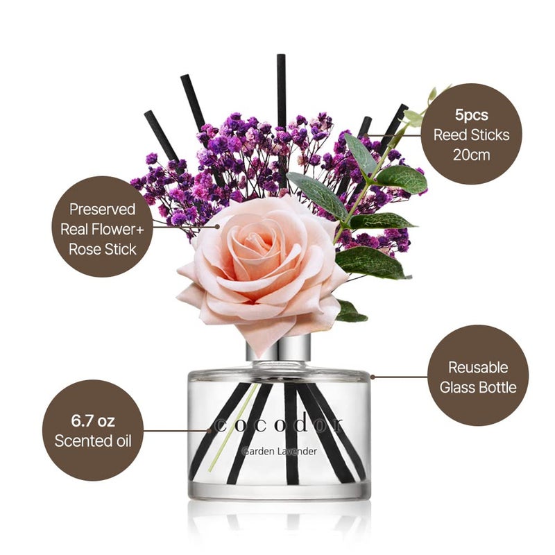 COCODOR Rose Flower Reed Diffuser/April Breeze/6.7oz(200ml)/1 Pack/Reed Diffuser, Reed Diffuser Set, Oil Diffuser & Reed Diffuser Sticks, Home Decor & Office Decor, Fragrance and Gifts - Image 3